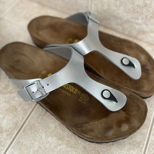 Birkenstock Gizeh silver sandals 42